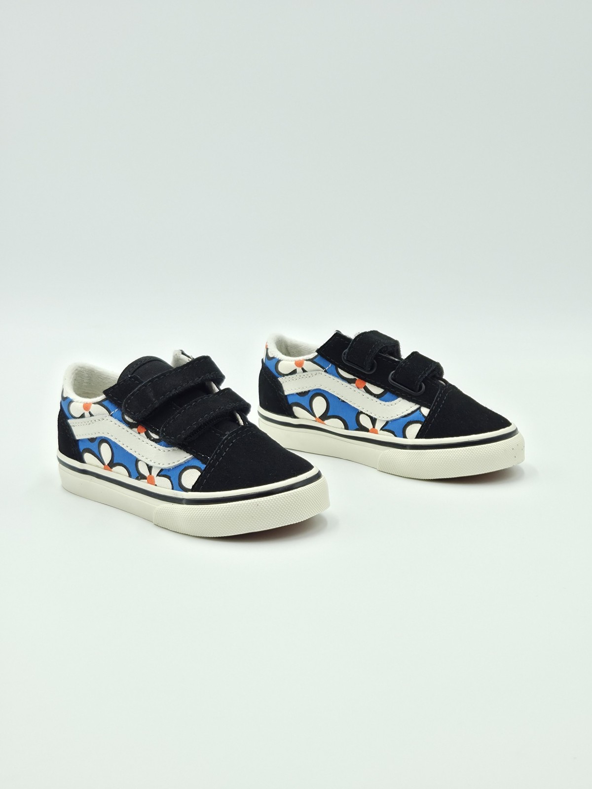 old skool v. glitter painted floral bright azure