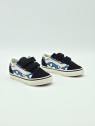 old skool v. glitter painted floral bright azure