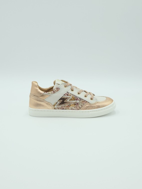florine cuir blanc-paillette multi