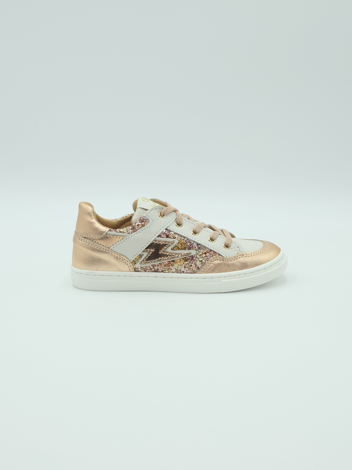 florine cuir blanc-paillette multi