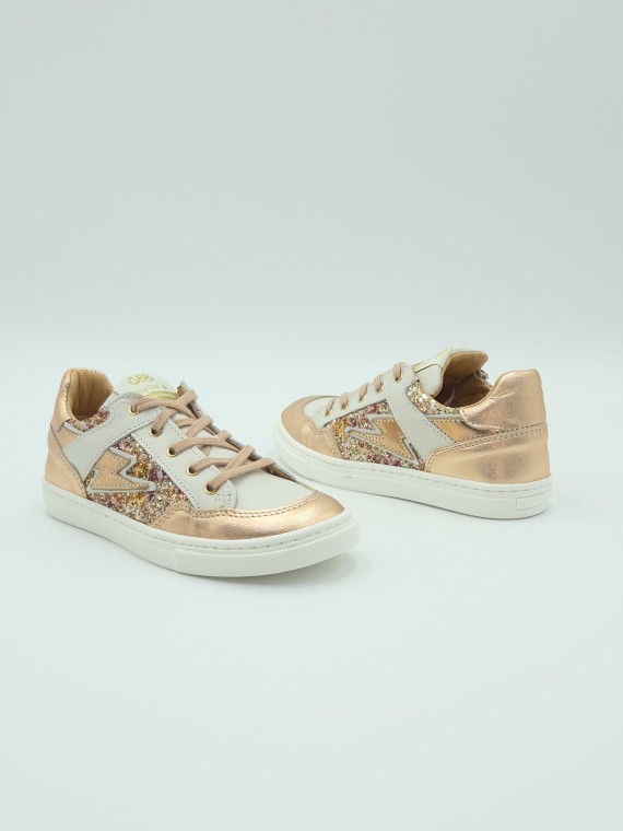 florine cuir blanc-paillette multi