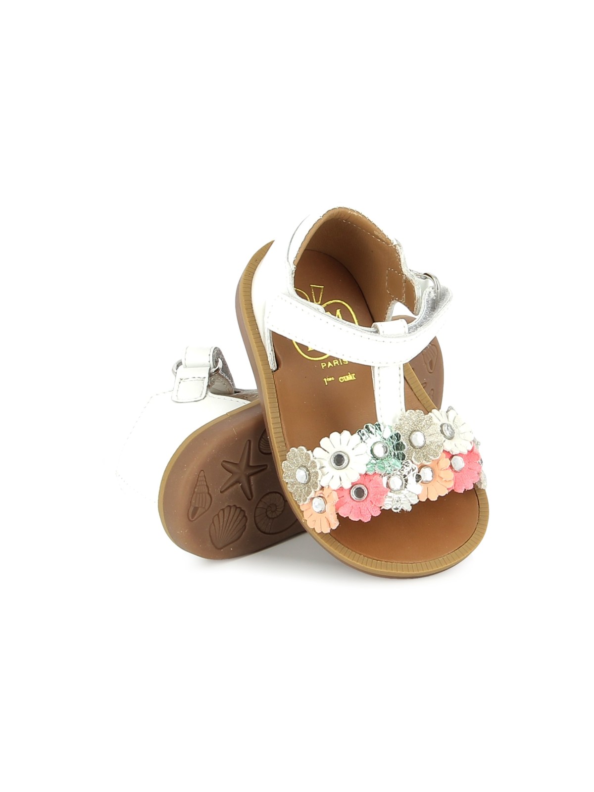 poppy strass flowers vernis blanco-multi