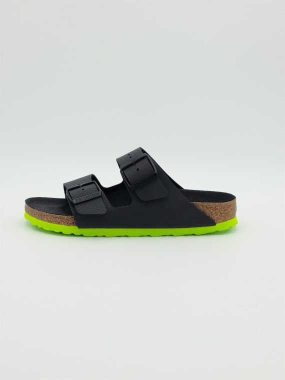 arizona kids cuir noir/lime