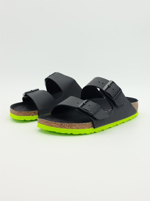 arizona kids cuir noir/lime