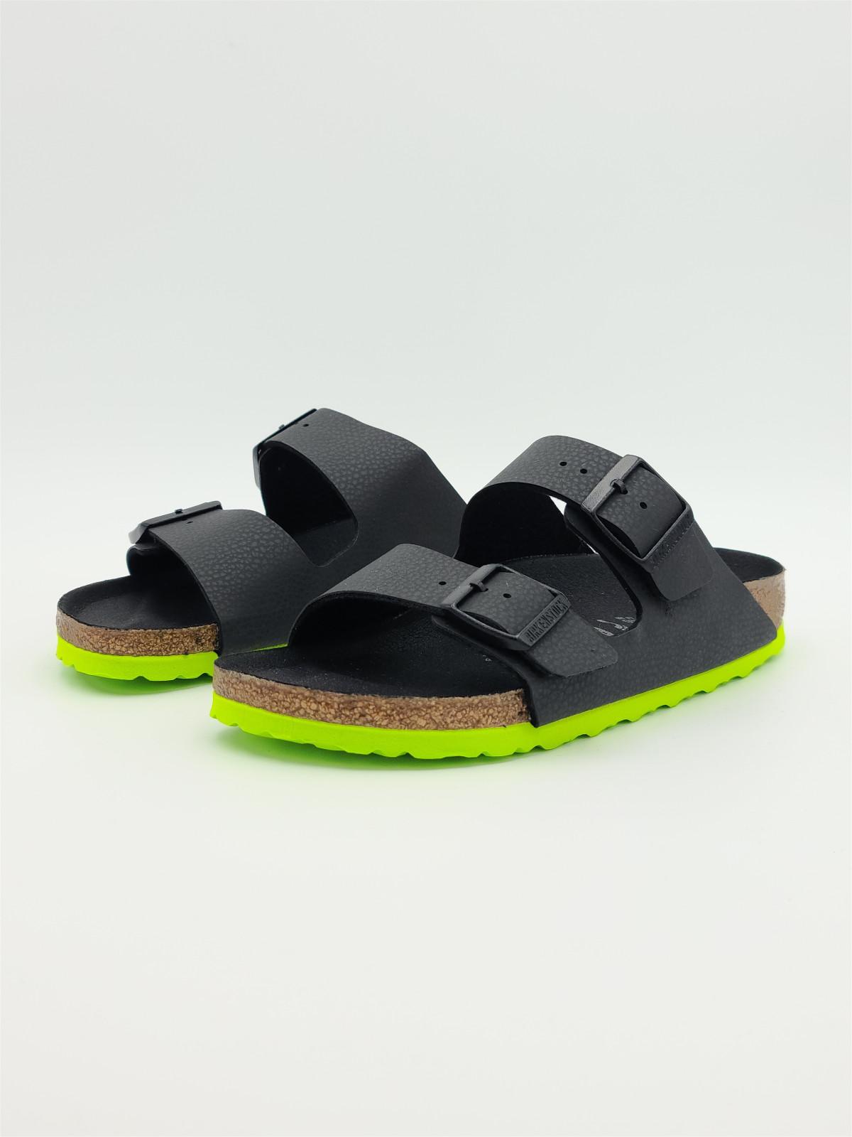 arizona kids cuir noir/lime
