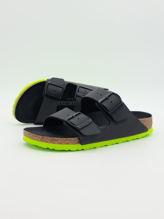 arizona kids cuir noir/lime