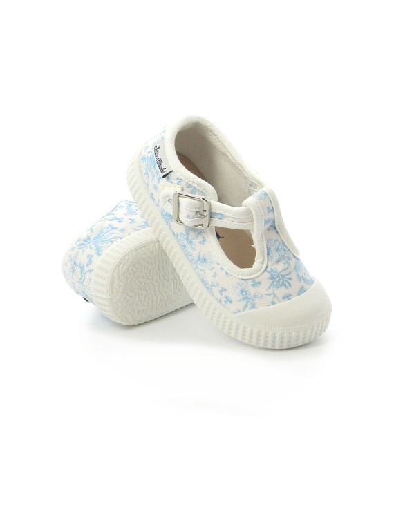 t&c 14 babies print toile jouy ciel