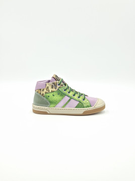 debby cuir vert/mauve