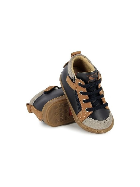 bouba bi zip nappa-nubuck navy-camel
