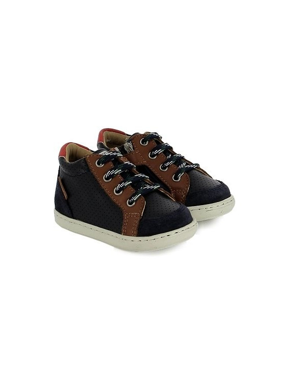 bouba zip box velours-nappa navy-camel
