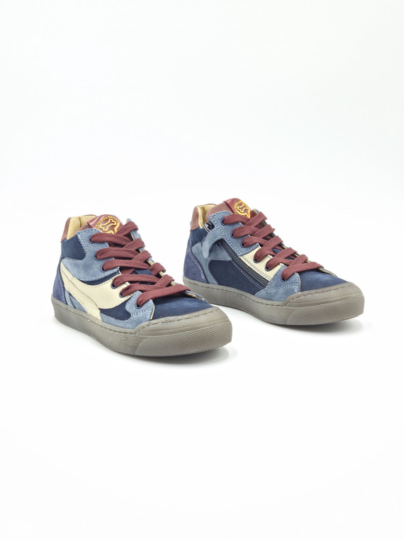 gobet cuir bleu/bordeaux