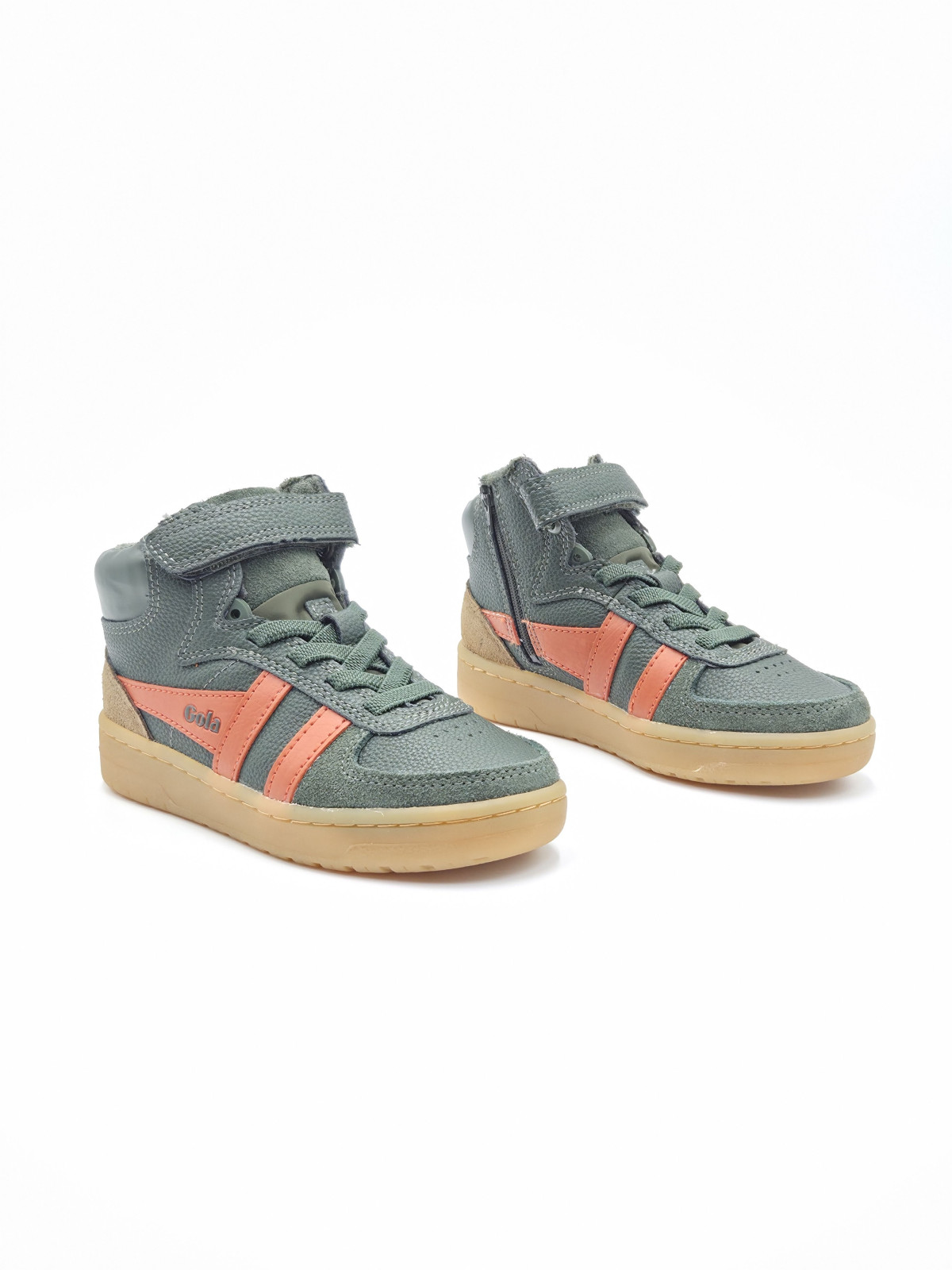 talon cuir/autre matière dark khaki/moody orange/tobacco/gum