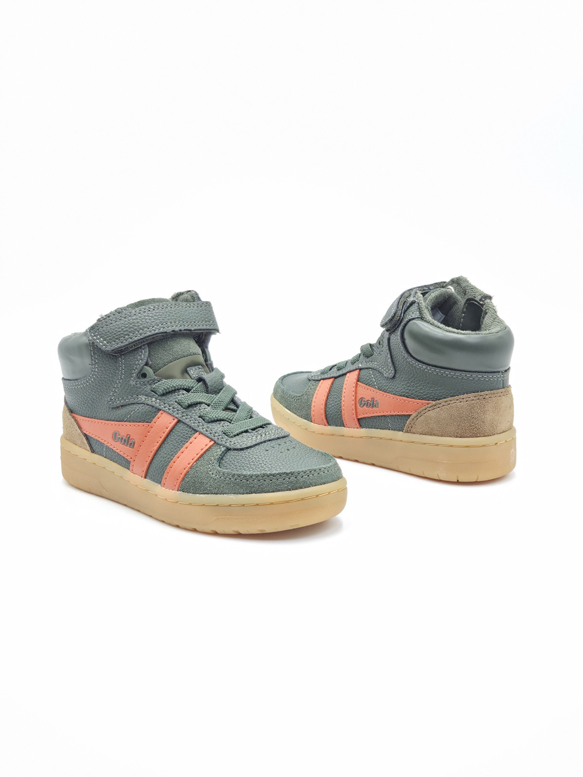 talon cuir/autre matière dark khaki/moody orange/tobacco/gum