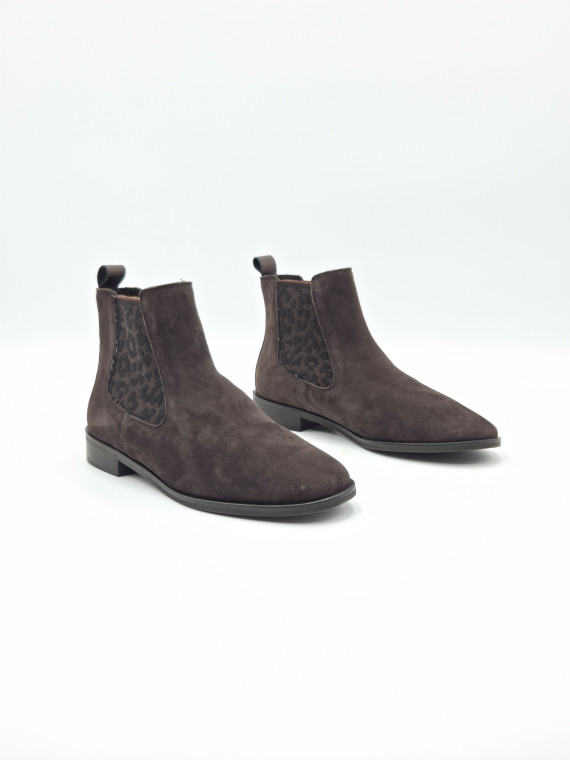 zellie fancy leo cuir velours marron