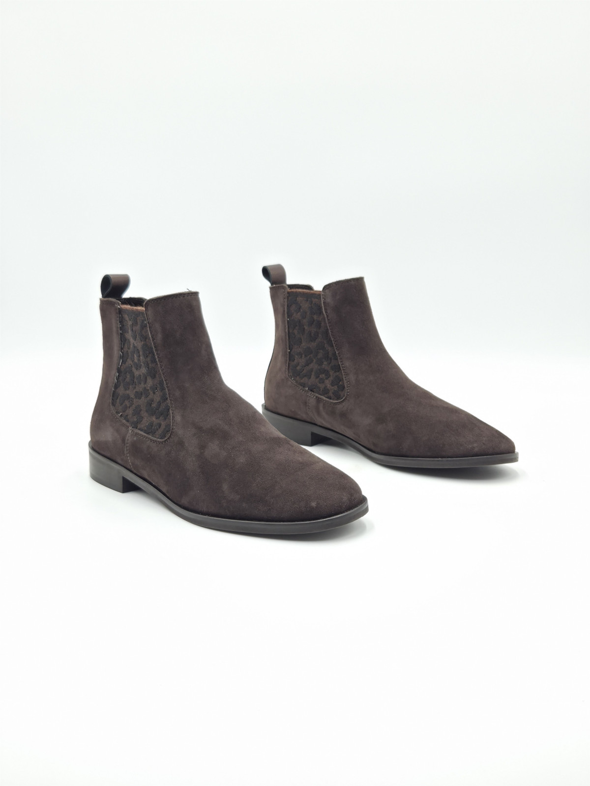 zellie fancy leo cuir velours marron