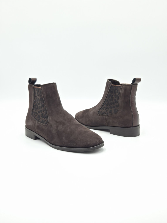 zellie fancy leo cuir velours marron