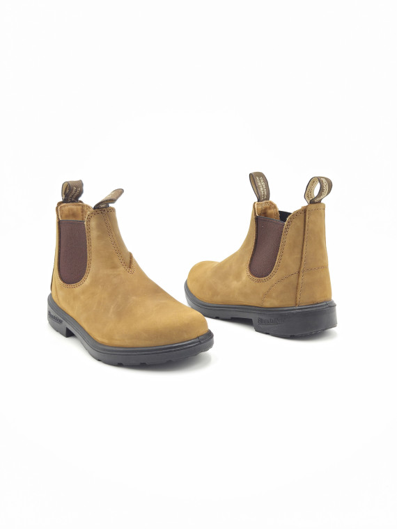 kids chelsea boots cuir saddle brown